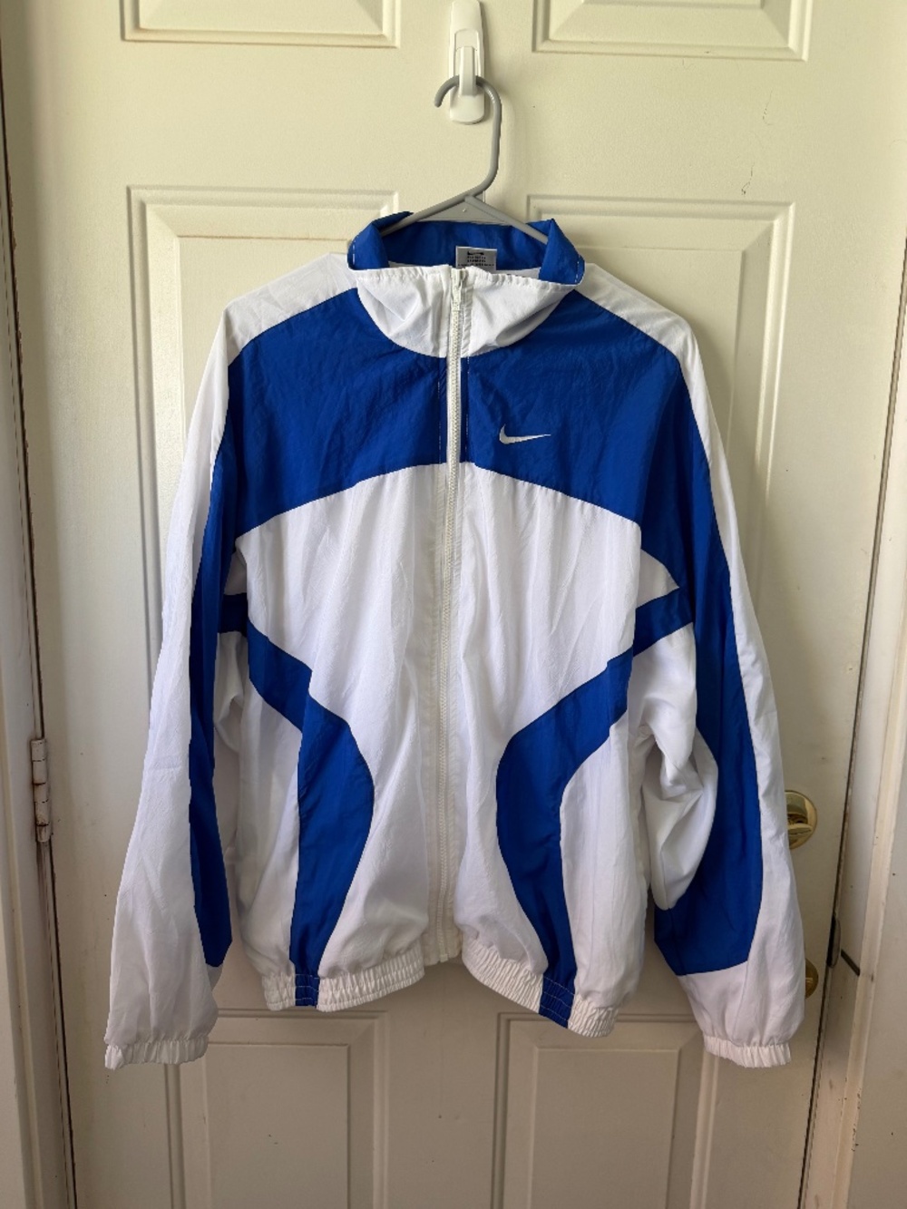 Vintage Nike Blue and White Windbreaker Size M